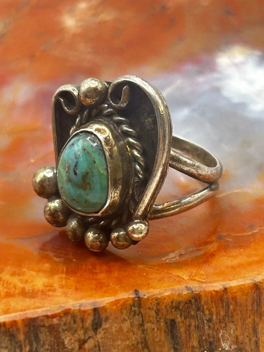 Southwest Sterling Silver Turquoise Ring - Size 6.5